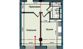 1-комн. квартира 43 м²  5/9 этаж | Жилой комплекс NUR BARAKA