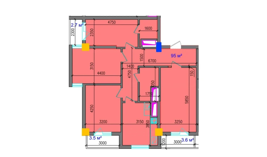 4-xonali xonadon 104.8 m²  8/12 qavat | SOKIN SOHIL Turar-joy majmuasi