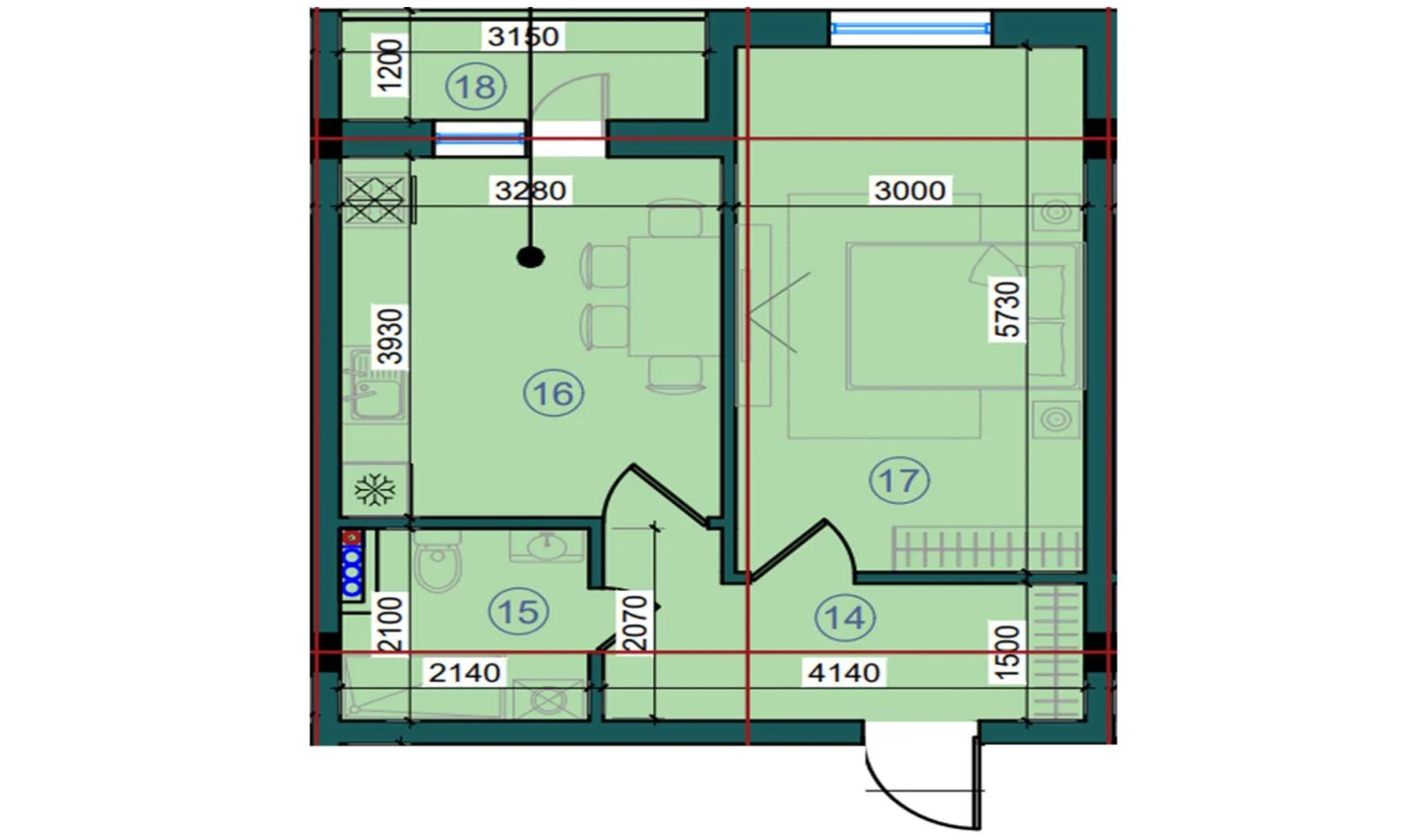 1-комн. квартира 93.7 м²  7/7 этаж | Жилой комплекс Bristol