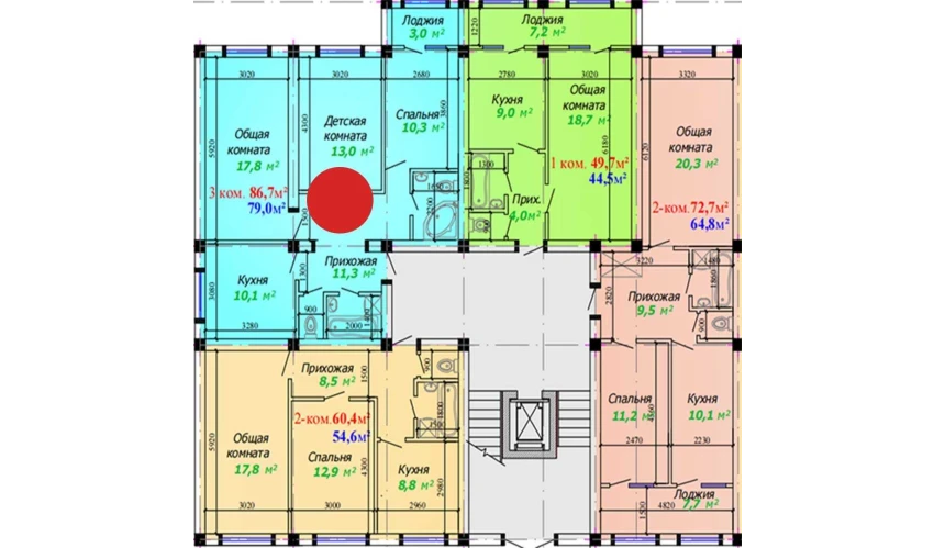 3-xonali xonadon 86.7 m²  1/7 qavat | Bunyodkor Turar-joy majmuasi