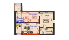 1-xonali xonadon 54.5 m²  12/12 qavat | GAGARIN AVENUE Turar-joy majmuasi