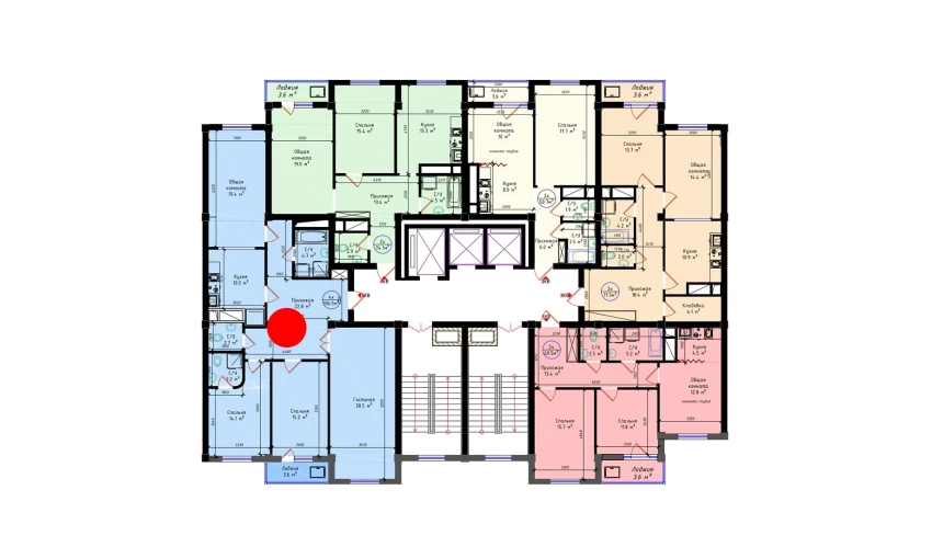 4-xonali xonadon 124.2 m²  7/21 qavat | BRILLIANT CITY AC Turar-joy majmuasi