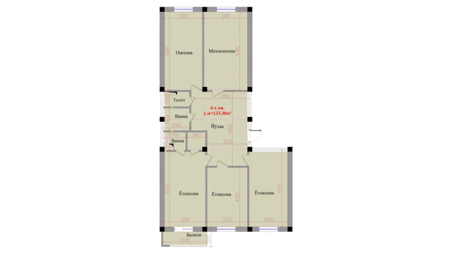 4-комн. квартира 133.3 м²  8/8 этаж | Жилой комплекс Saxro