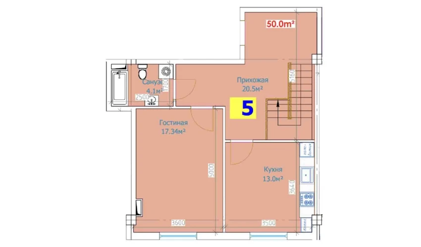 1-комнатная квартира 108 м²  1/9 этаж | Жилой комплекс YANGI AVLOD