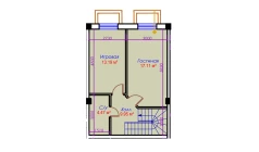 1-xonali xonadon 44.72 m²  0/10 qavat | Ko'kcha-Oqtepa Turar-joy majmuasi