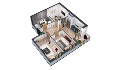 2-xonali xonadon 60.53 m²  5/10 qavat | YANGIOBOD RESIDENCE Turar-joy majmuasi