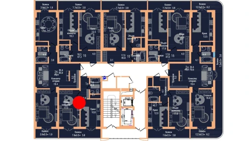 1-комнатная квартира 40.7 м²  12/17 этаж | Жилой комплекс Vertex Tawer