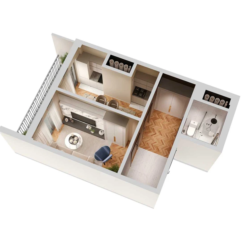 2-комн. квартира 38.1 м²  7/12 этаж | Жилой комплекс SOKIN SOHIL