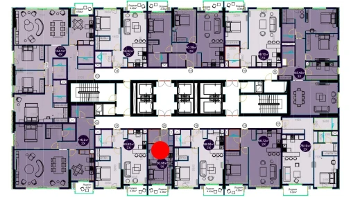 1-xonali xonadon 30.98 m²  9/22 qavat | Central Avenue Turar-joy majmuasi