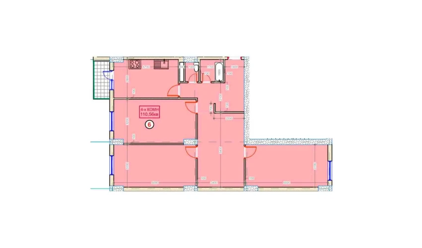4-комнатная квартира 110.56 м²  9/9 этаж | Жилой комплекс XUMO