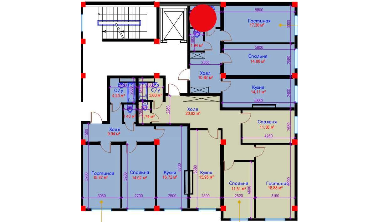 2-xonali xonadon 63.48 m²  10/10 qavat | Ko'kcha-Oqtepa Turar-joy majmuasi