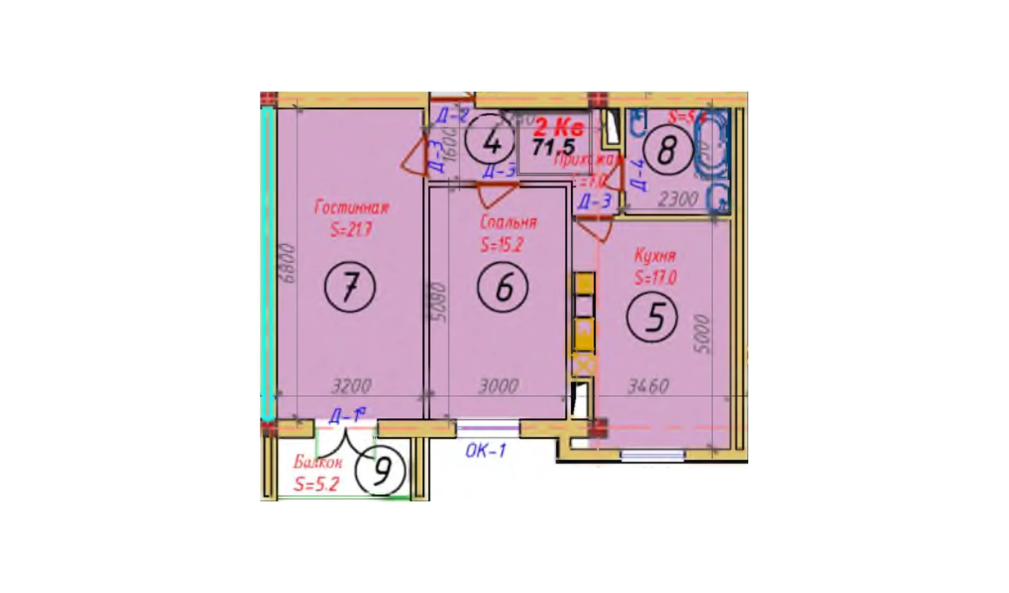 2-xonali xonadon 80 m²  6/9 qavat | SAMARQAND CITY Turar-joy majmuasi