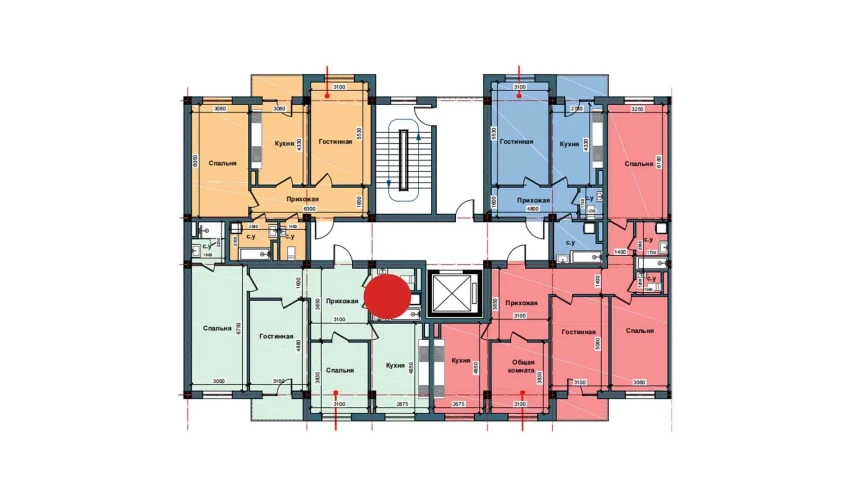 3-xonali xonadon 98.4 m²  6/11 qavat | NUR BARAKA Turar-joy majmuasi