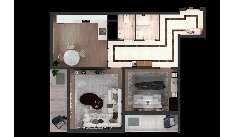 2-комн. квартира 64.7 м²  13/16 этаж | Жилой комплекс TRINITY