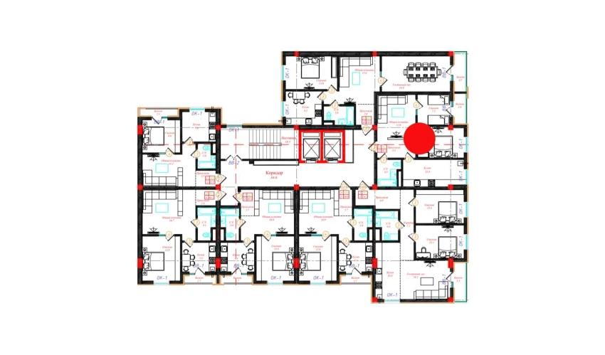 2-комнатная квартира 58.5 м²  4/10 этаж | Жилой комплекс CHINARA PARK