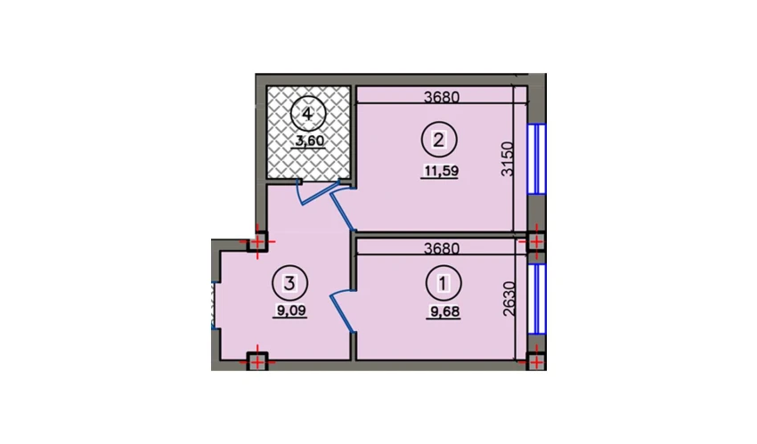 1-комнатная квартира 33.96 м²  1/10 этаж | Жилой комплекс Qibray City