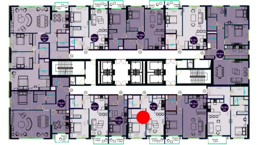 2-комнатная квартира 58.5 м²  10/22 этаж | Жилой комплекс Central Avenue