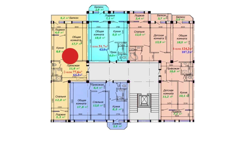 2-комнатная квартира 77.6 м²  2/7 этаж | Жилой комплекс Bunyodkor