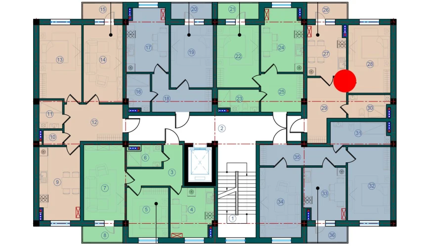 1-xonali xonadon 44.7 m²  4/7 qavat | Bristol Turar-joy majmuasi