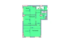 2-комн. квартира 65.1 м²  1/9 этаж | Жилой комплекс SHAYX-UL OLAM