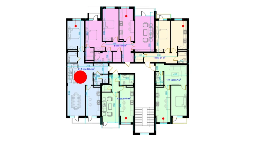 2-комнатная квартира 93 м²  3/9 этаж | Жилой комплекс Rohat