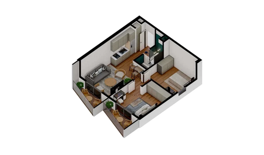 3-комнатная квартира 51.59 м²  7/7 этаж | Жилой комплекс TUSHLAR VODIYSI