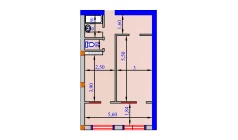 1-xonali xonadon 57.4 m²  6/9 qavat | SHOHSAROY Turar-joy majmuasi