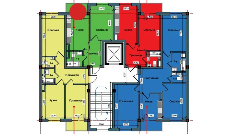 1-xonali xonadon 41.9 m²  5/9 qavat | NUR BARAKA Turar-joy majmuasi