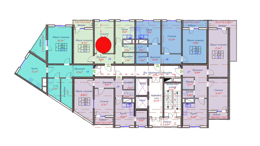 2-комн. квартира 52.3 м²  14/16 этаж | Жилой комплекс TRINITY