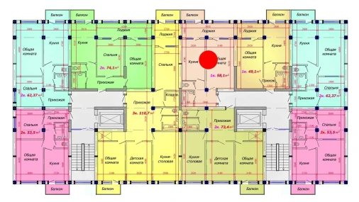 1-комнатная квартира 58.1 м²  8/9 этаж | Жилой комплекс VATAN