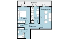2-комн. квартира 45.9 м²  15/16 этаж | Жилой комплекс SOKIN DIYOR