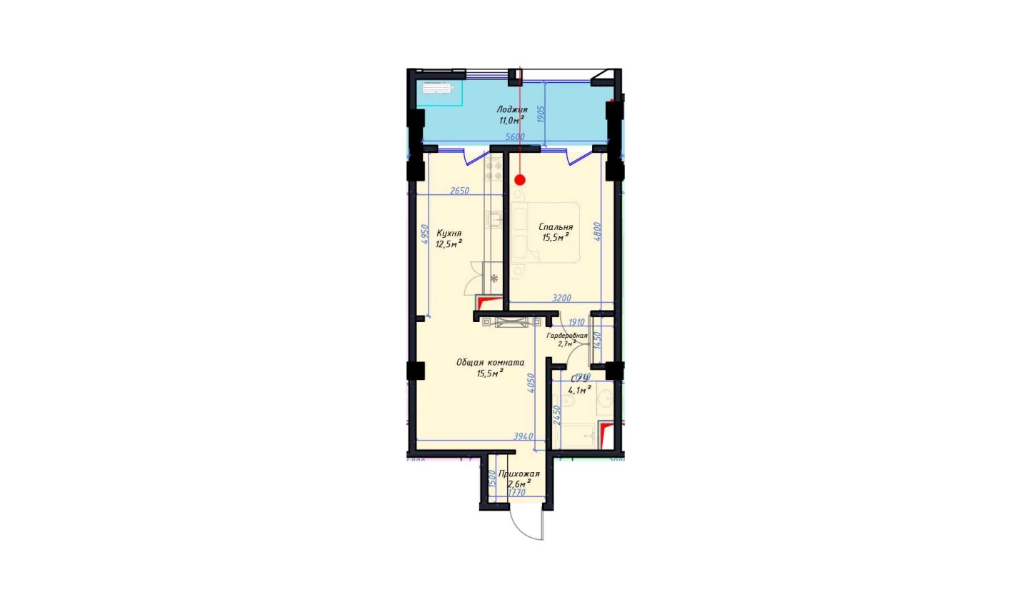 2-комн. квартира 63.7 м²  7/14 этаж | Жилой комплекс Avia Palace