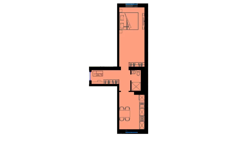 1-комнатная квартира 45 м²  8/8 этаж | Жилой комплекс Sohil