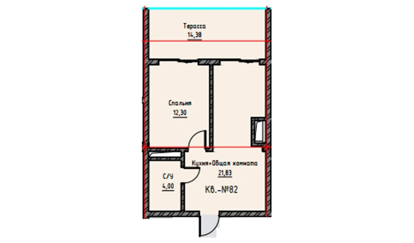 1-комнатная квартира 52.51 м²  9/9 этаж | Жилой комплекс UCHTEPA CITY