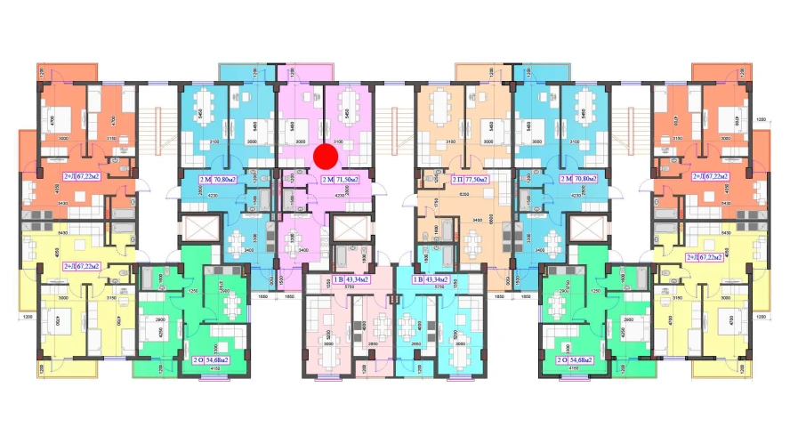 2-xonali xonadon 71.5 m²  6/7 qavat | O'ZBEGIM Turar-joy majmuasi