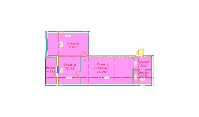 2-комнатная квартира 63.6 м²  16/16 этаж | Жилой комплекс DO'MBIROBOD RESIDENCE