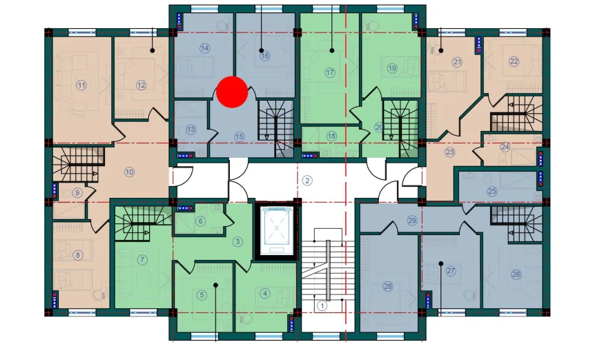 1-xonali xonadon 88.2 m²  7/7 qavat | Bristol Turar-joy majmuasi