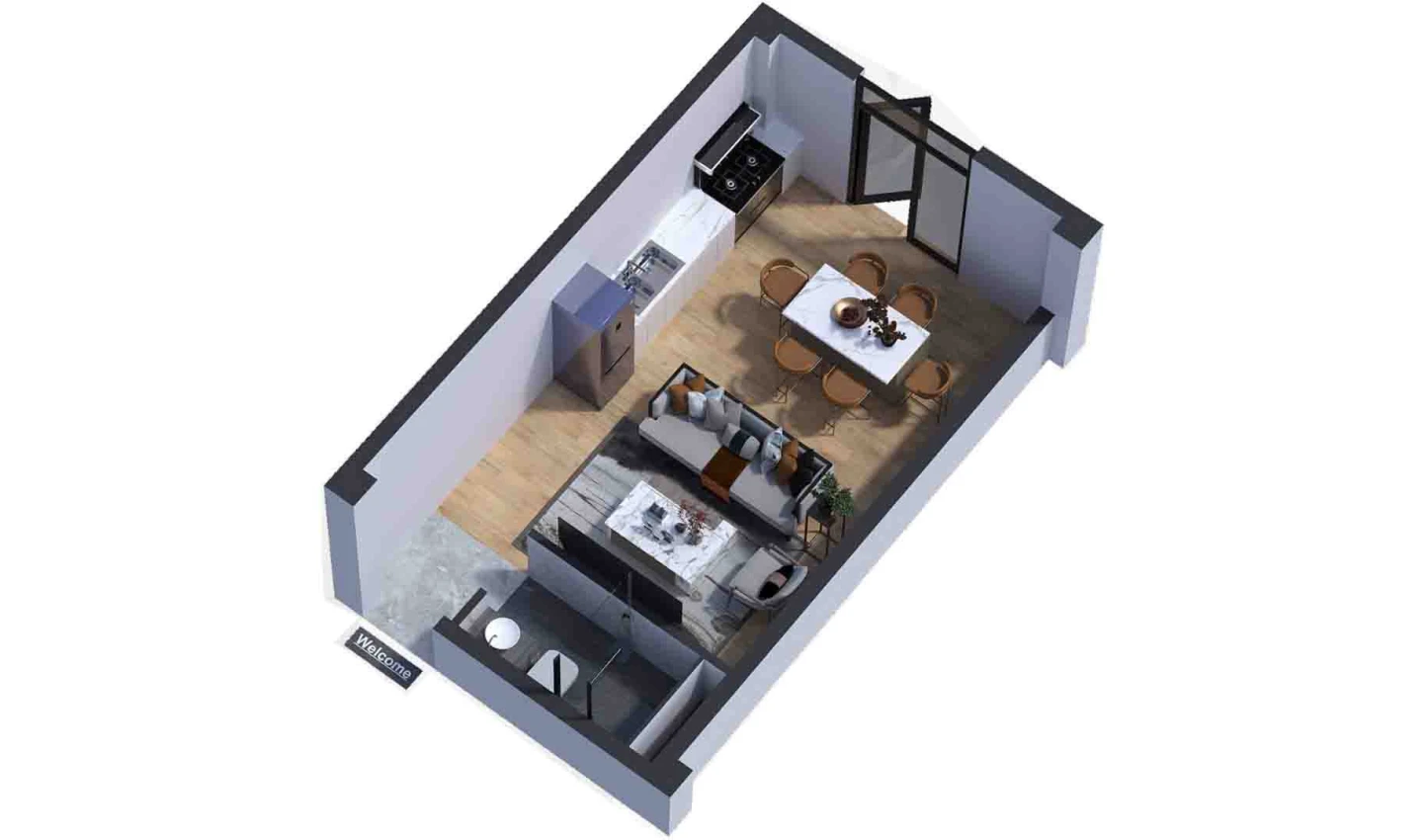 1-комн. квартира 28.32 м²  1/7 этаж | Жилой комплекс Bochka Resort