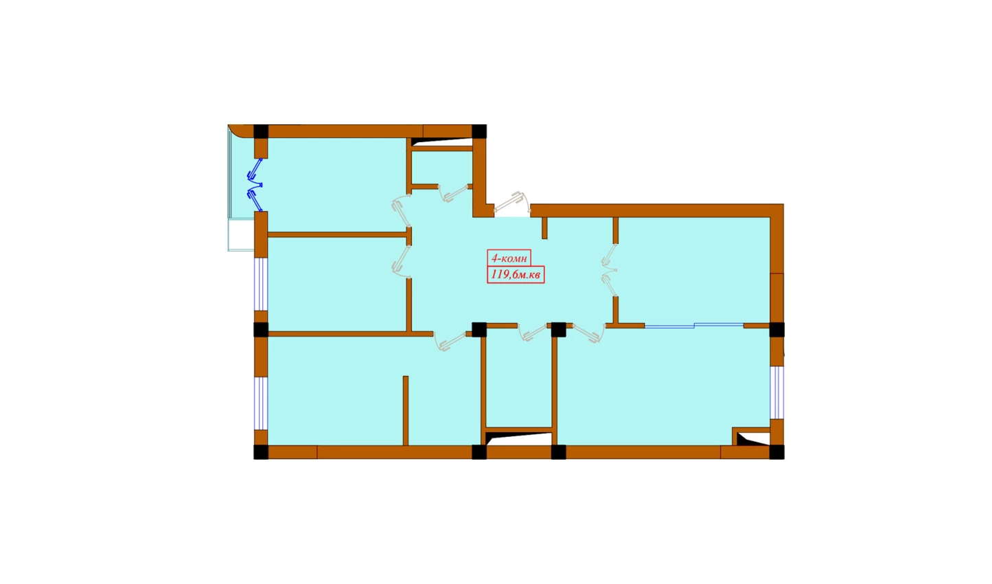 4-xonali xonadon 119.6 m²  6/11 qavat | Aviasozlar Plaza Turar-joy majmuasi