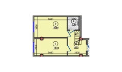 1-xonali xonadon 41.52 m²  9/10 qavat | Qibray City Turar-joy majmuasi