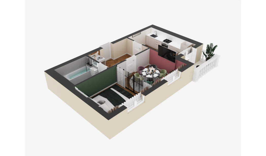1-комн. квартира 45.96 м²  4/9 этаж | Жилой комплекс SHAYX-UL OLAM