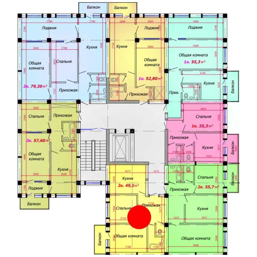 2-комн. квартира 49.1 м²  7/9 этаж | Жилой комплекс VATAN