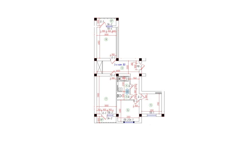 3-xonali xonadon 85.12 m²  7/7 qavat | Oila TJM Turar-joy majmuasi