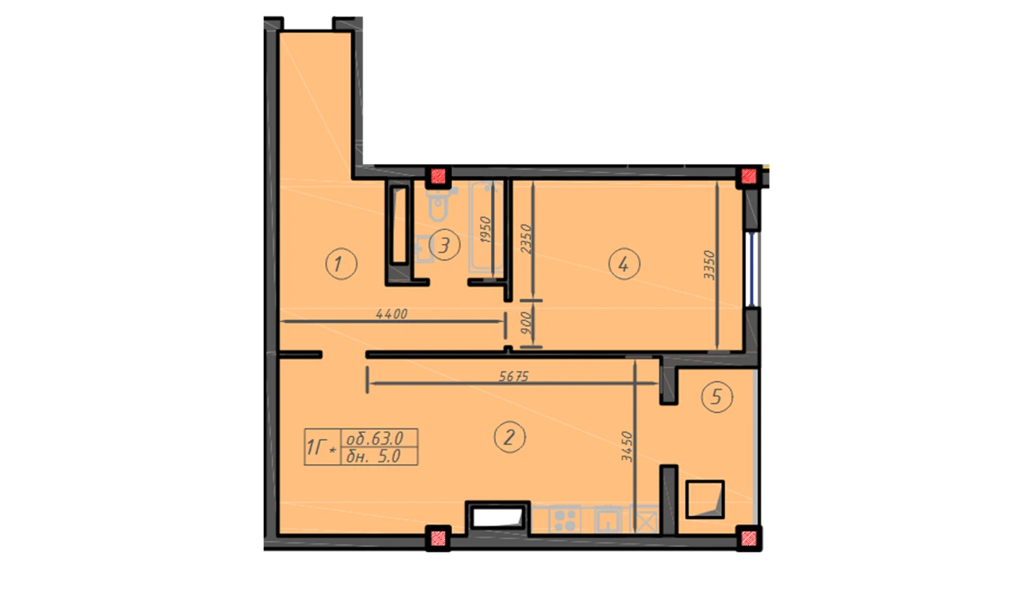 1-комн. квартира 63 м²  11/12 этаж | Жилой комплекс Sokin hayot