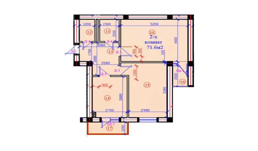 2-комнатная квартира 71.6 м²  7/7 этаж | Жилой комплекс G'IJDUVON CITY