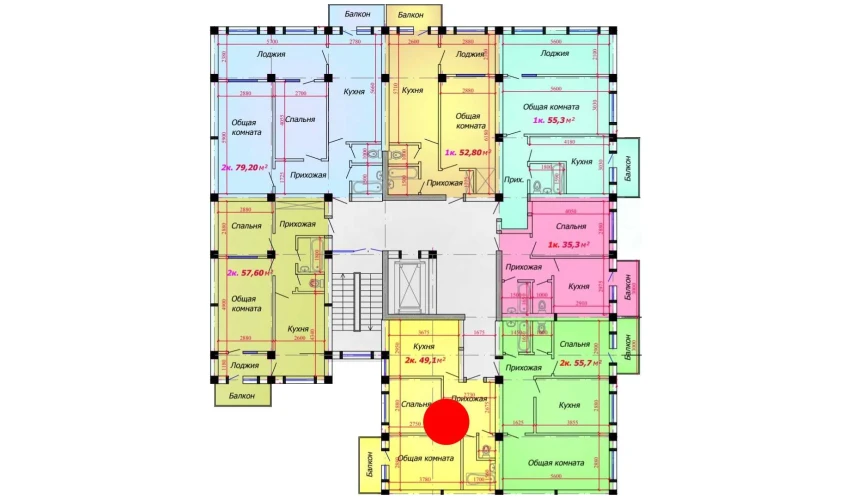 2-xonali xonadon 49.1 m²  4/9 qavat | VATAN Turar-joy majmuasi