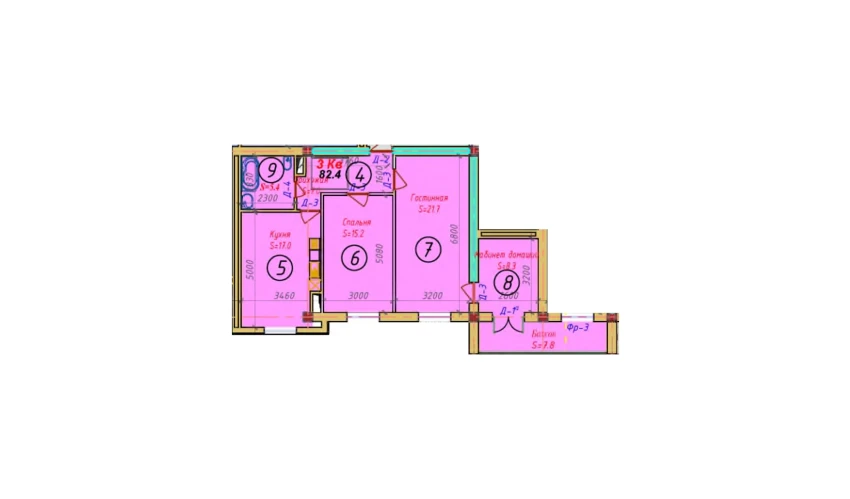 3-xonali xonadon 76.7 m²  9/9 qavat | SAMARQAND CITY Turar-joy majmuasi