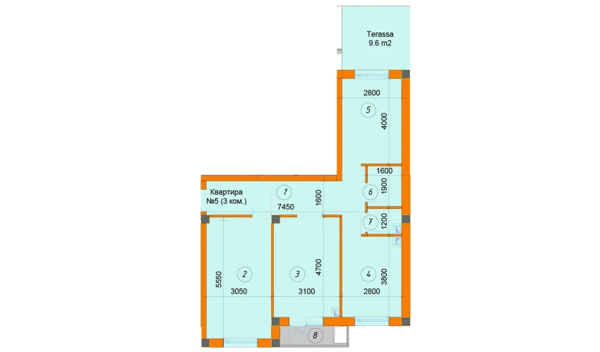 3-комнатная квартира 75.44 м²  2/7 этаж | Жилой комплекс SABZAVOT CITY