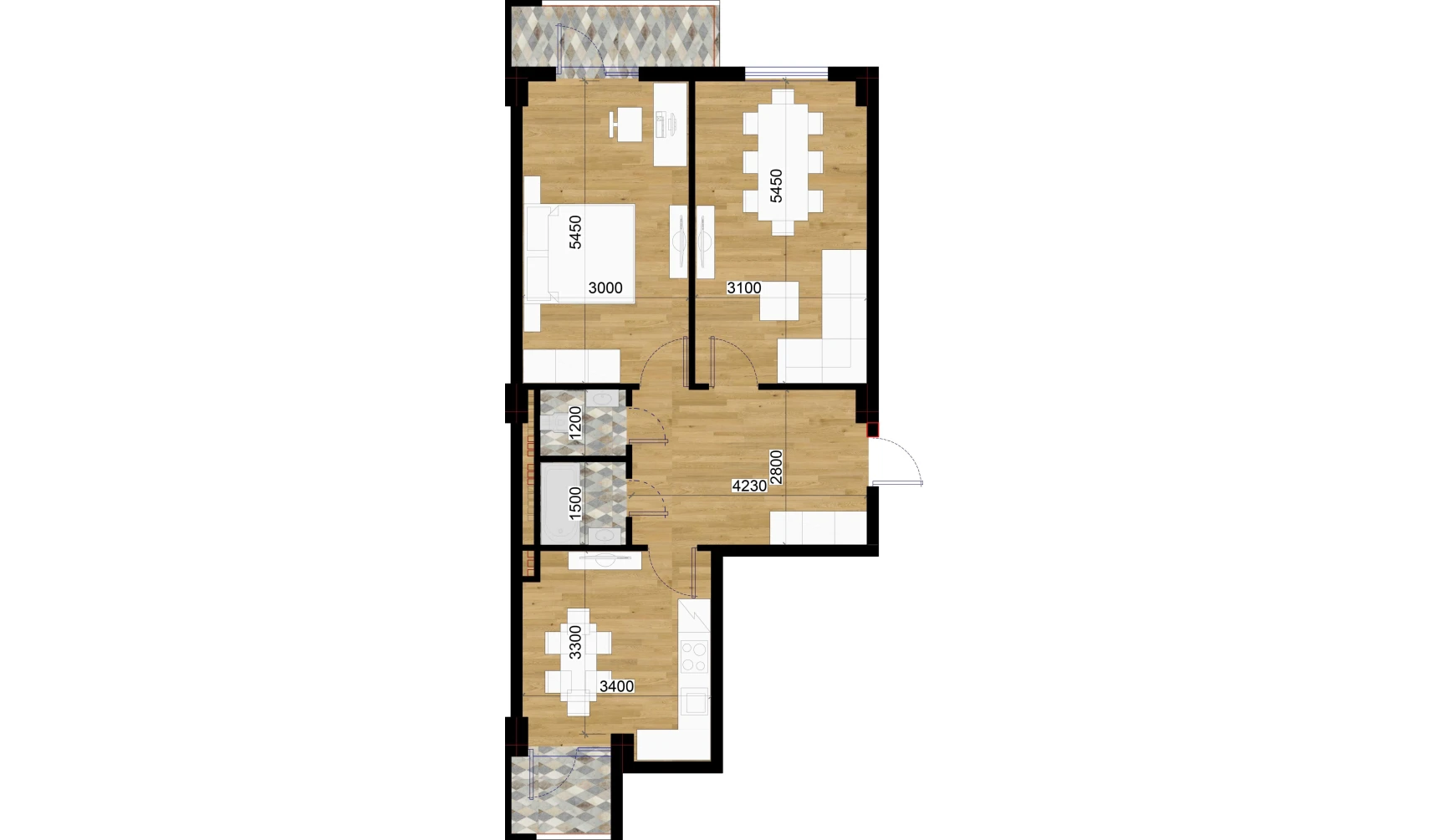 2-xonali xonadon 71.5 m²  4/7 qavat | O'ZBEGIM Turar-joy majmuasi