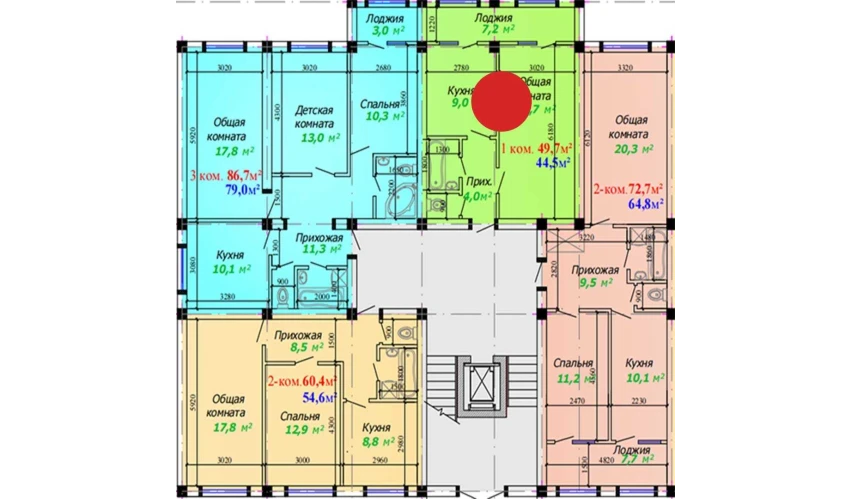 1-комнатная квартира 49.7 м²  1/7 этаж | Жилой комплекс Bunyodkor